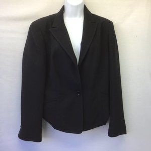 Jones Wear Women's Black Coat Blazer 1 Button Lined Long Sleeve Faux Pockets 14